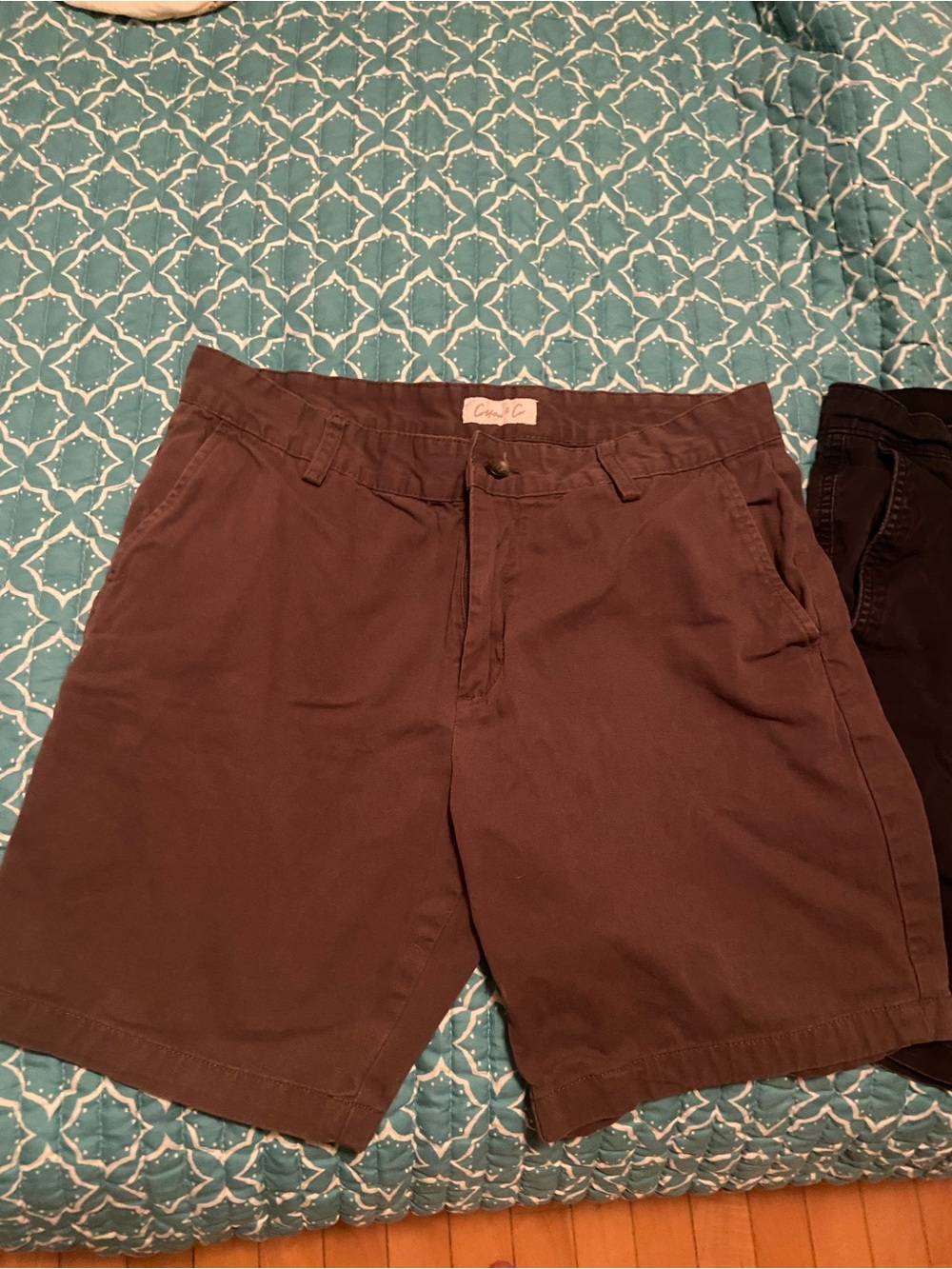 Cotton & Co Women’s Brown Chino Shorts Casual Flat Front Pockets